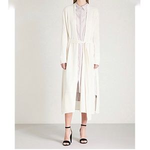 Maje cashmere long belted duster sweater cardigan in black